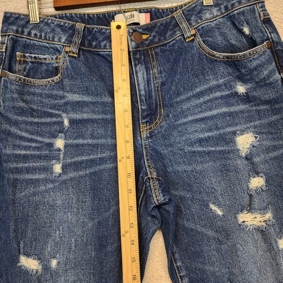 CAbi 100% Boyfriend Jeans Womens 12 34" Raw Hem Cropped Distressed Ripped 4152 - Picture 8 of 12